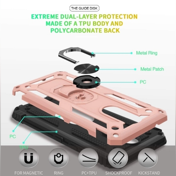 Gritup Metal Ring Kickstand Armor Cover Phone Case for LG K40, LG Solo Rose Gold - Picture 3 of 10